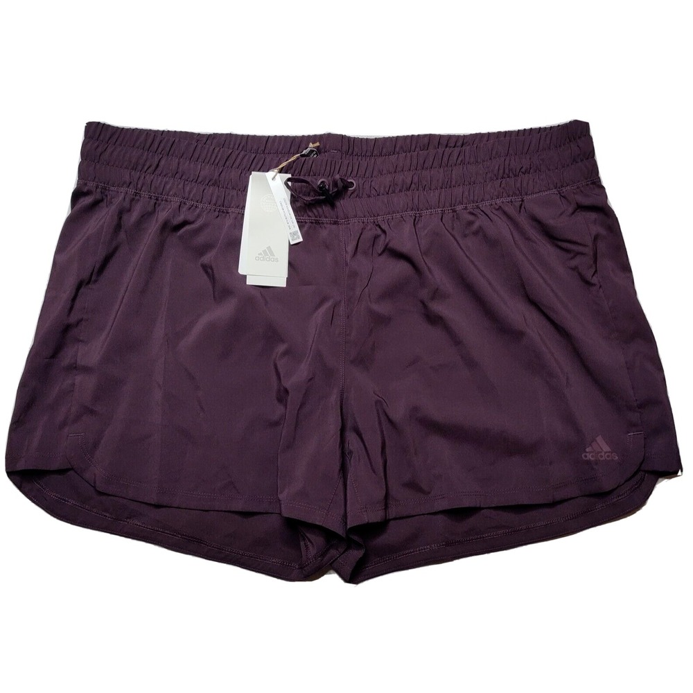 ADIDAS‎ Aeroready Women 2XL Shadow Maroon Pacer Bungee 4" Training Shorts NEW